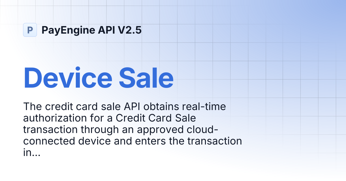 Device Sale | PayEngine API V2.5