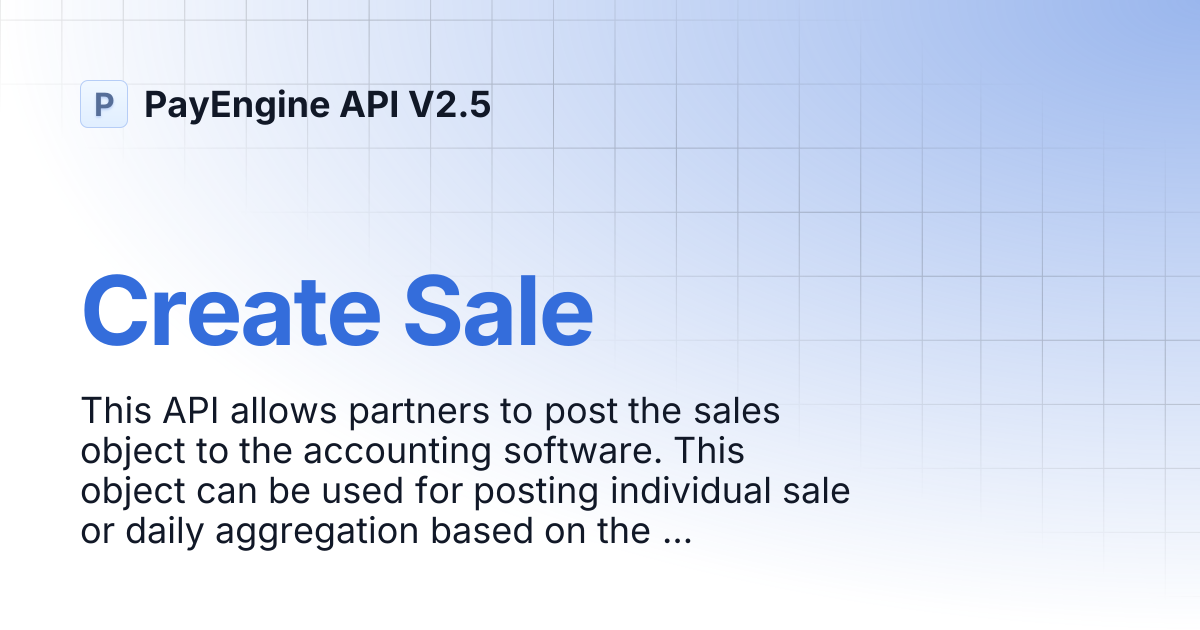Create Sale | PayEngine API V2.5